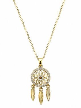 Gold Dreamcatcher Pendant Necklace - Women Jewelry